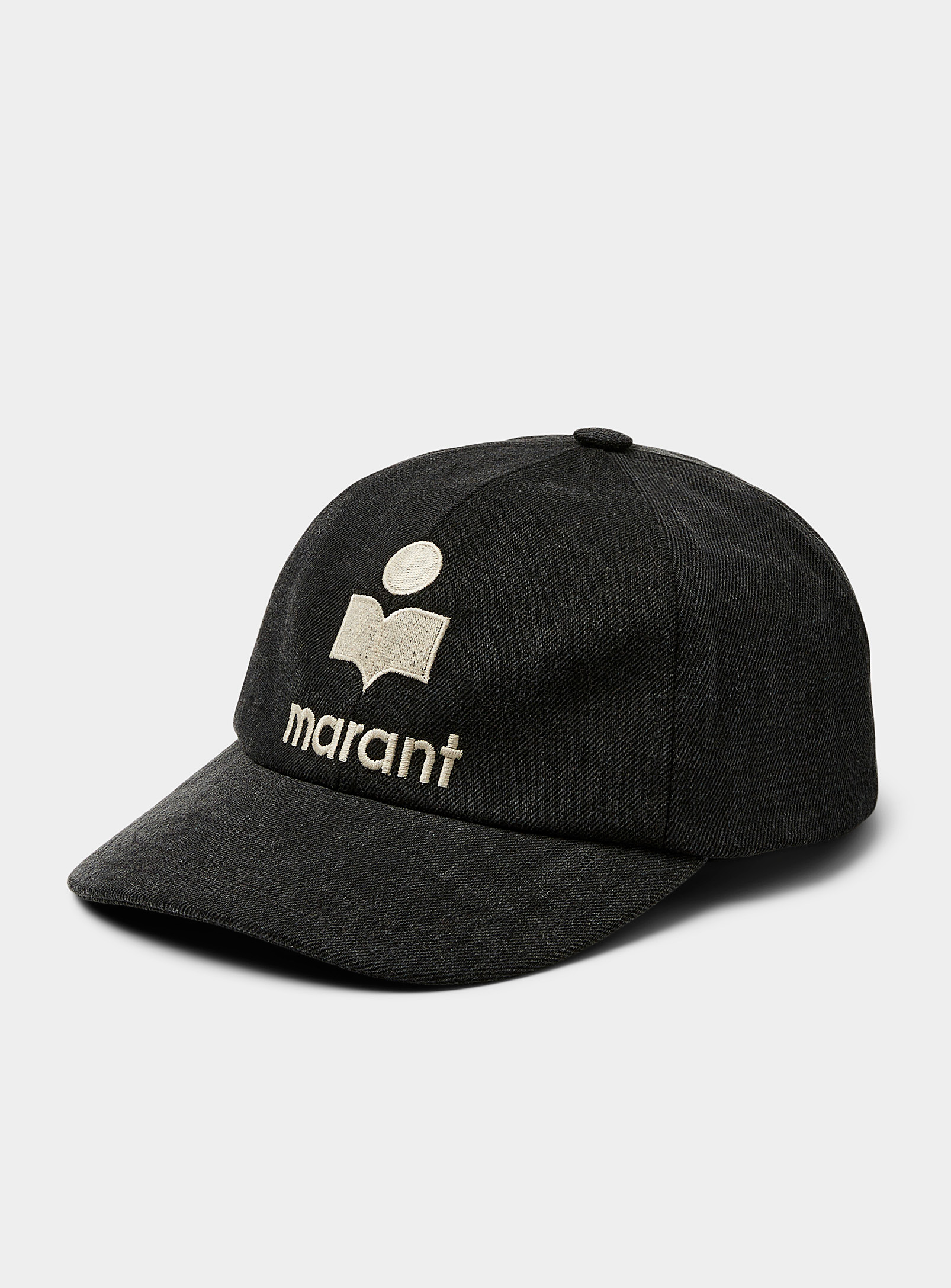 Isabel Marant Tyron Embroidered Denim Logo Cap In Charcoal