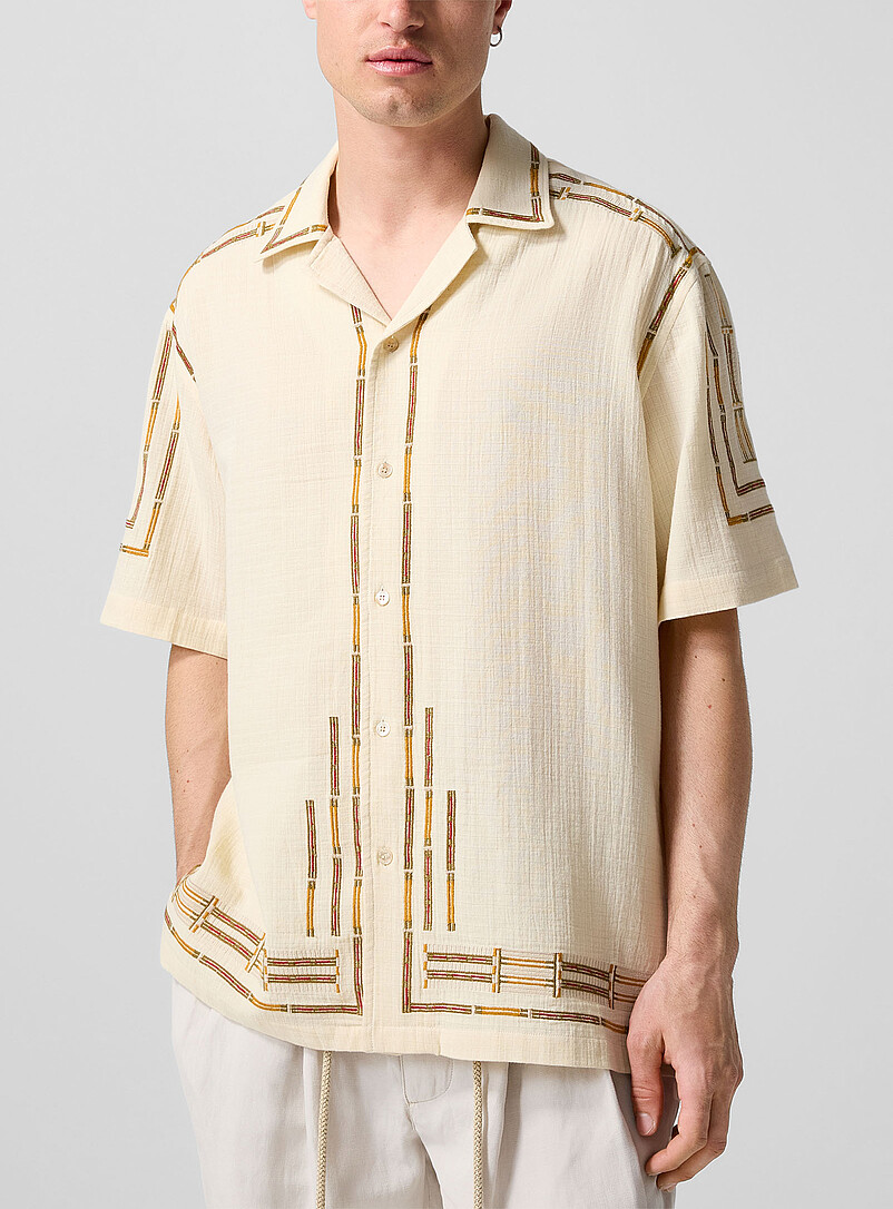 Geo Embroidery Cabana Shirt
