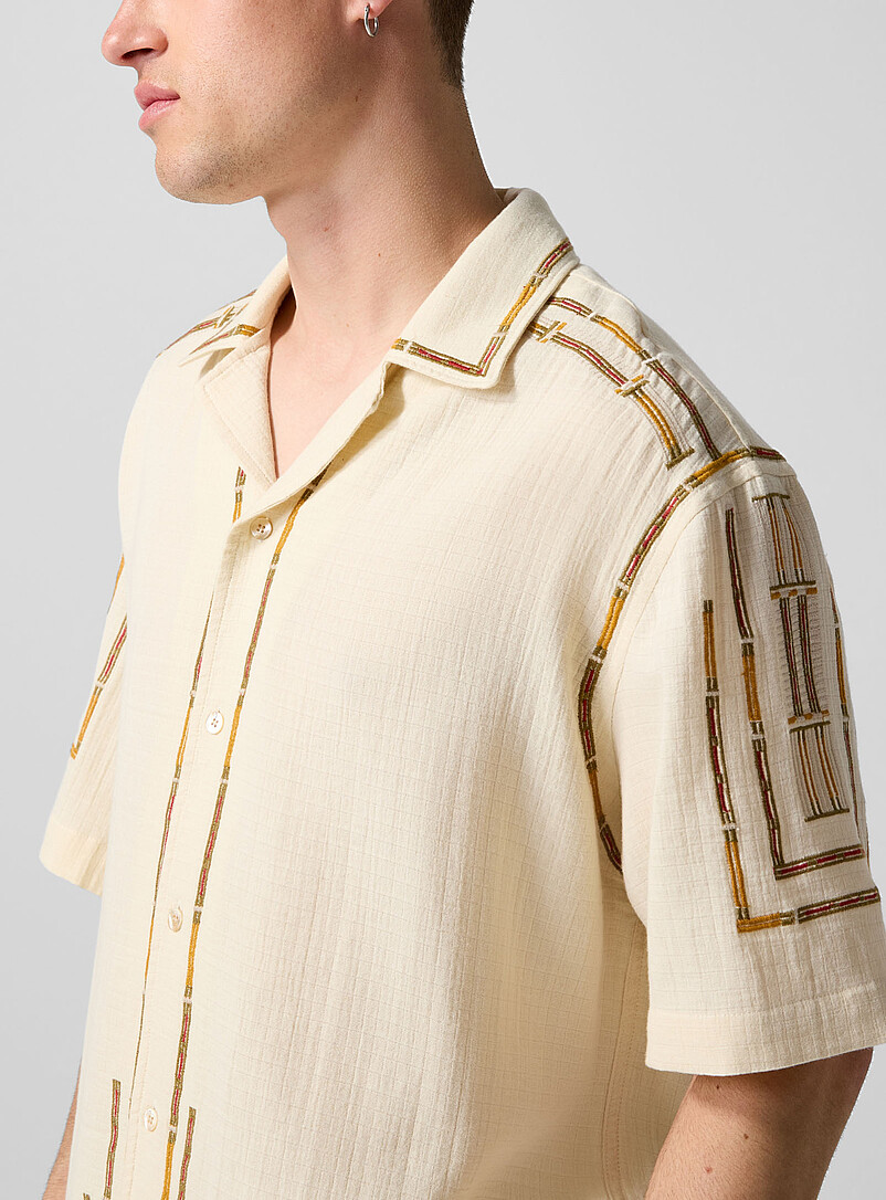 Geo embroidery cabana shirt product image 2
