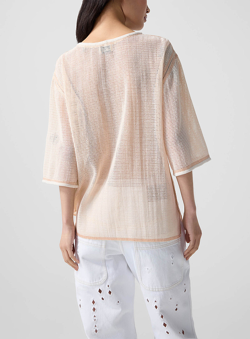 Nisrine embroidered crocheted mesh loose T-shirt product image 3