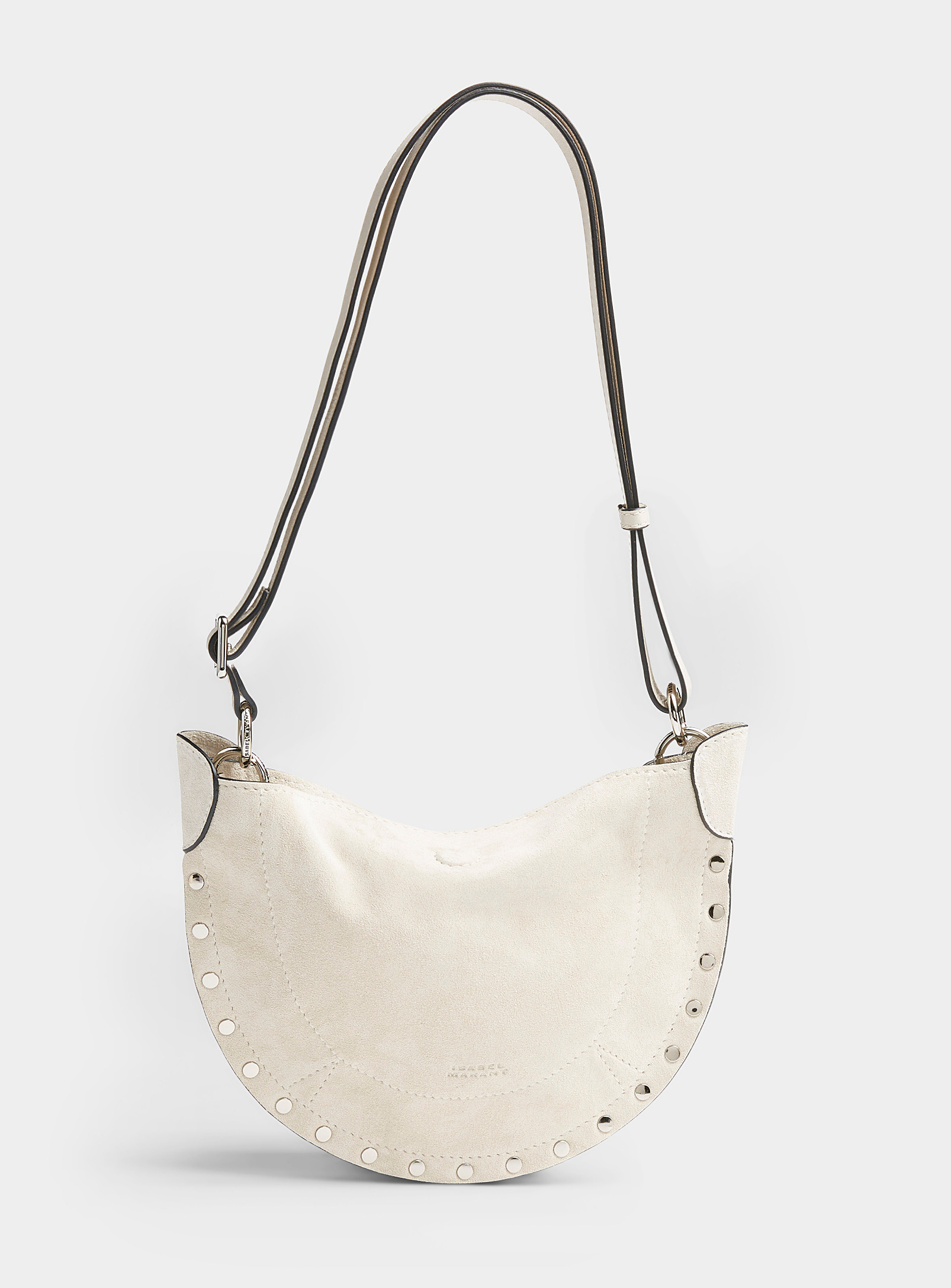 Isabel Marant Mini Moon Studded Suede Bag In White