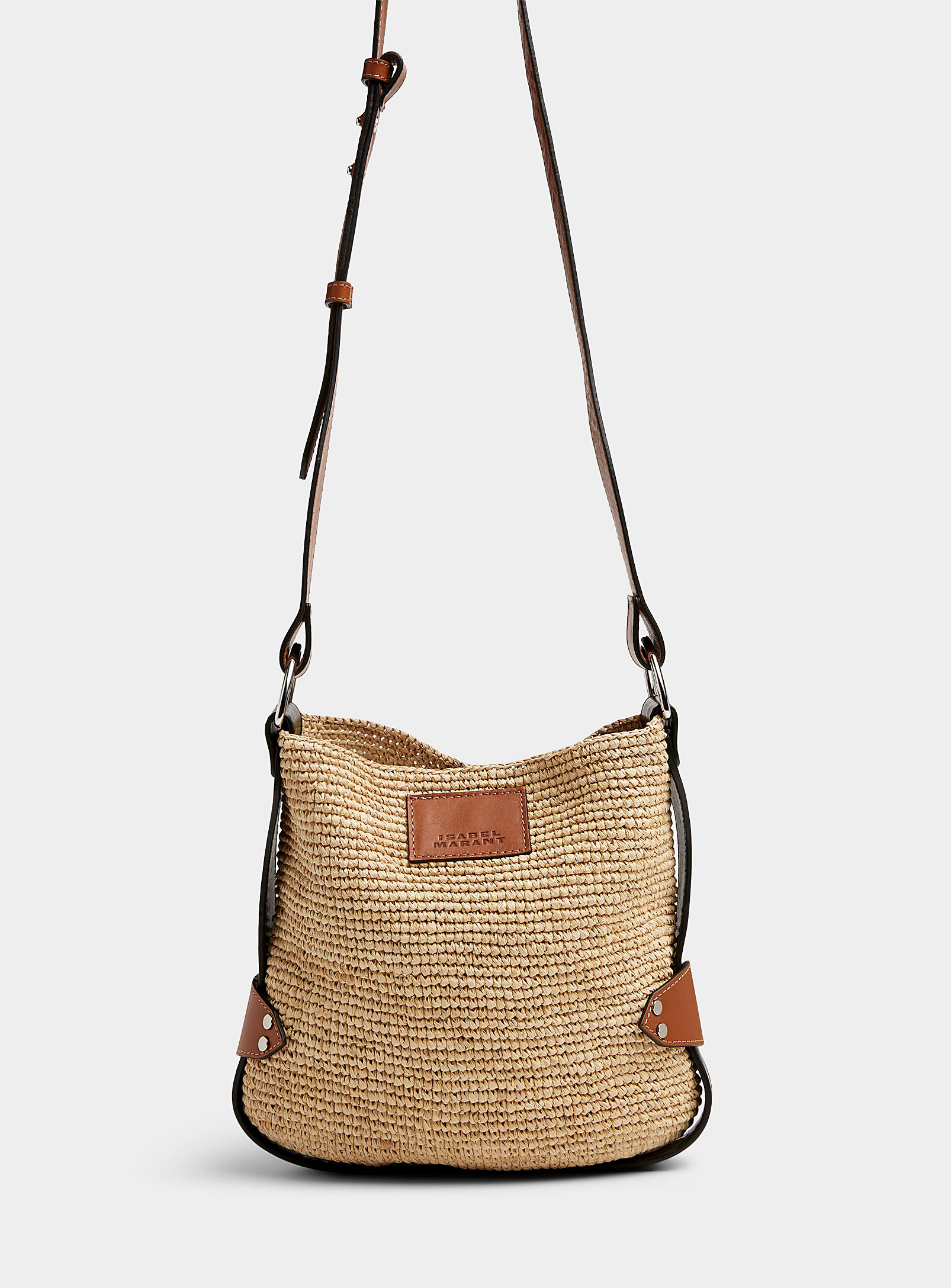 Isabel Marant Small Bayia Raffia Tote Bag In Patterned Brown