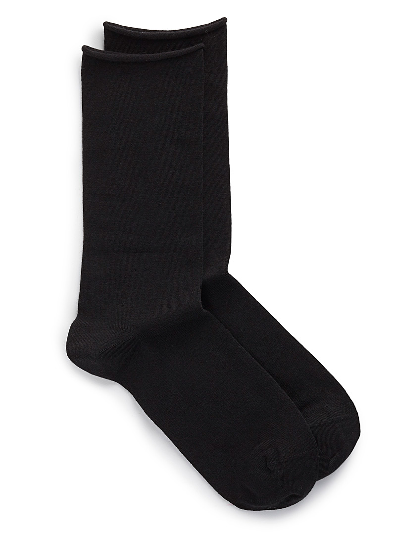 Bleuforêt Black Velvety cotton socks for women