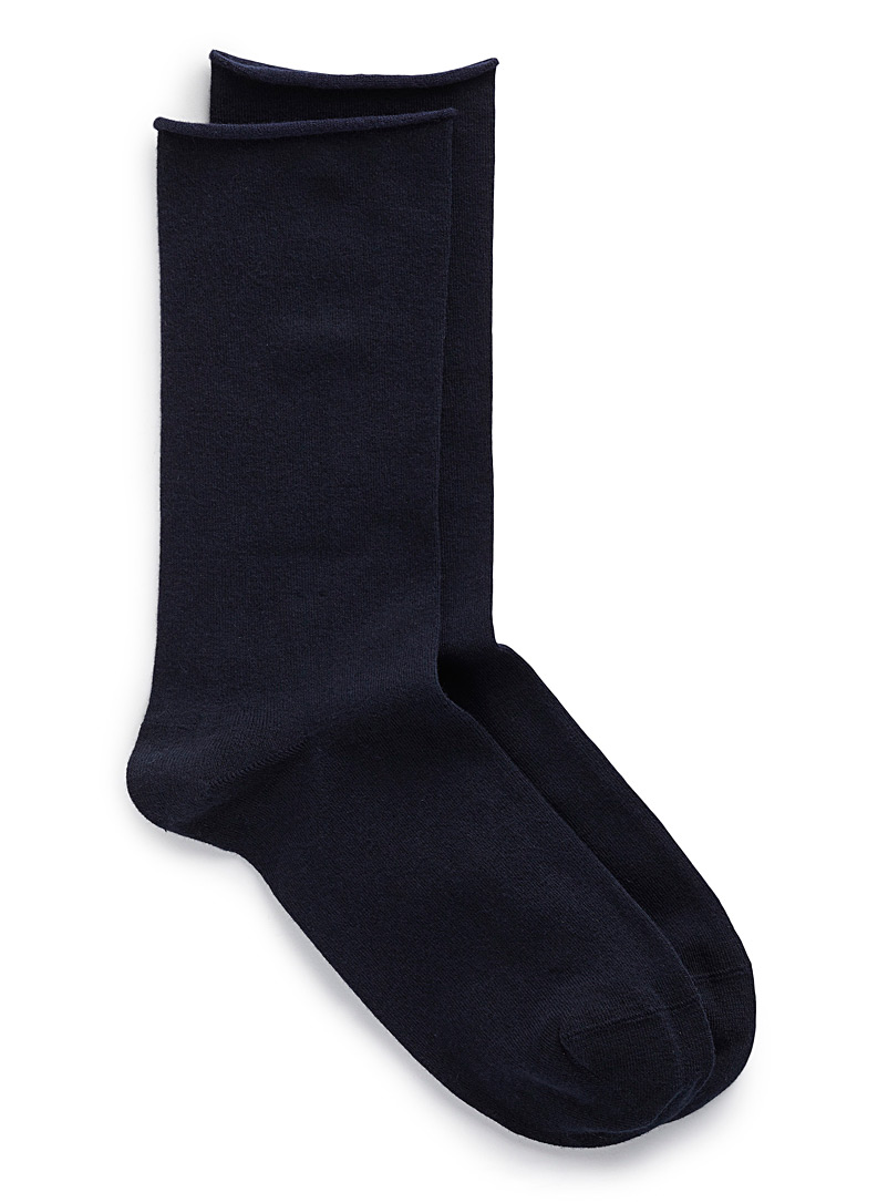 Bleuforêt: La chaussette coton velouté Noir pour femme