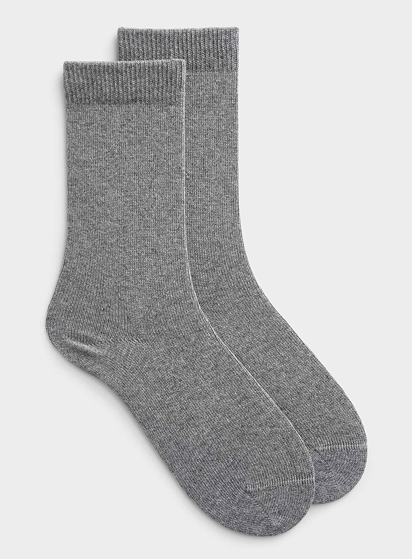 Bleuforêt Grey Wool and cashmere solid sock for women