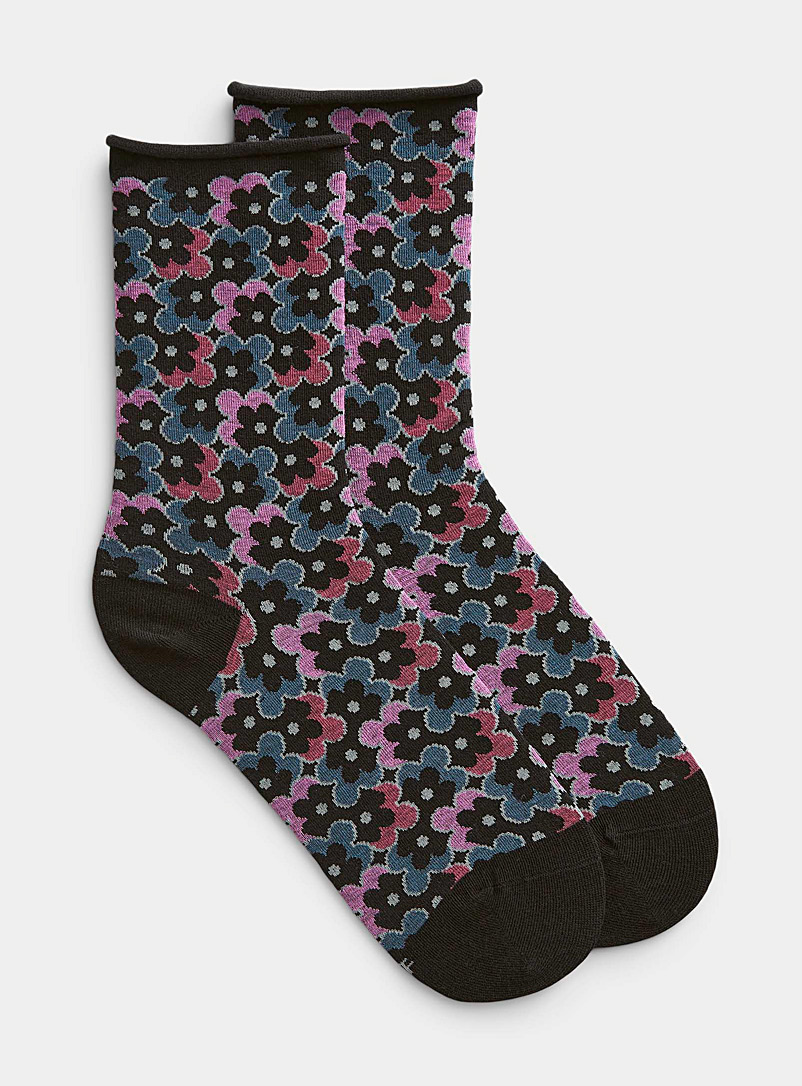 Bleuforêt Black Retro bouquet sock for women