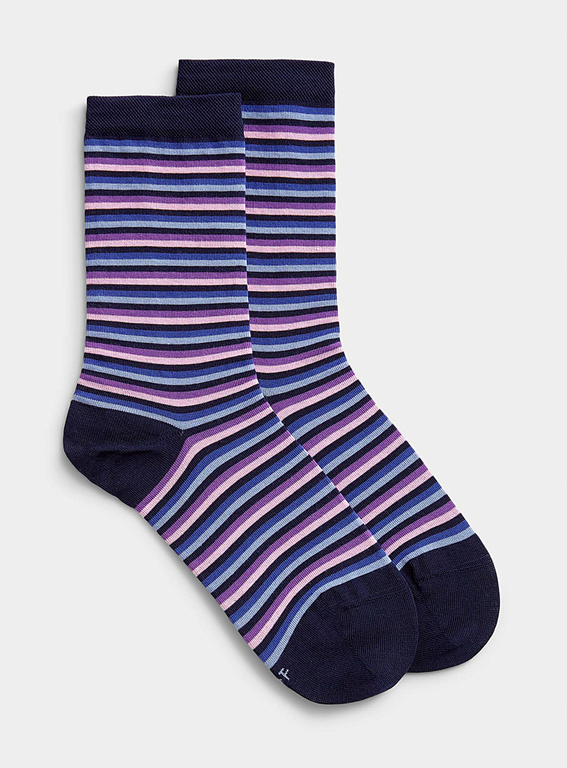 Bleuforêt Navy/Midnight Blue Fine-stripe sock for women