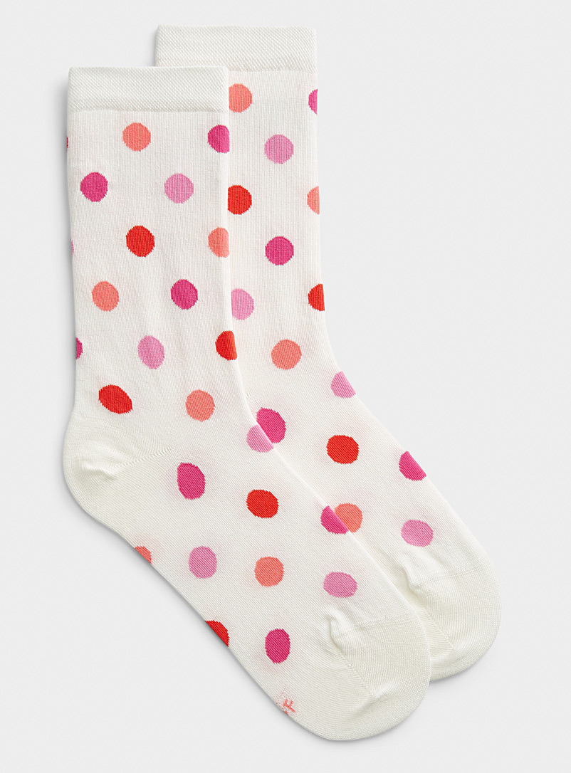 Bleuforêt Ivory White Variegated-dot sock for women