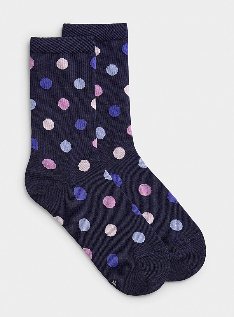 Bleuforêt Marine Blue Variegated-dot sock for women