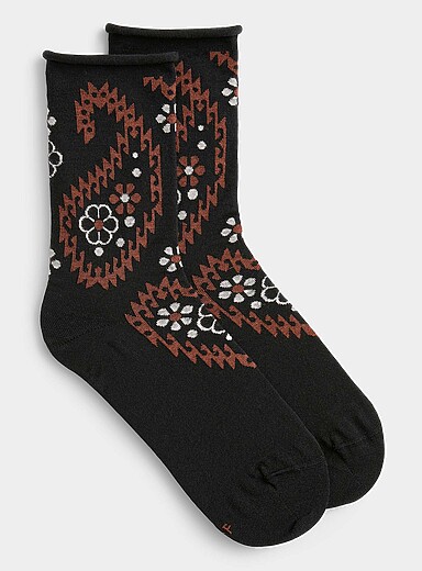 La chaussette laine m&eacute;rinos paisley floral