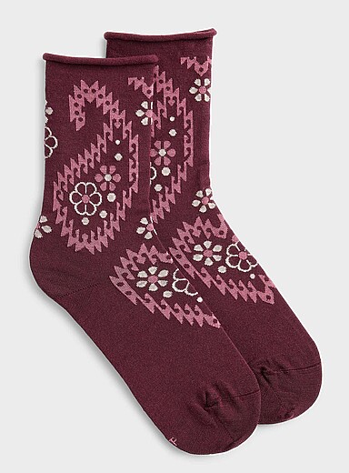 La chaussette laine m&eacute;rinos paisley floral