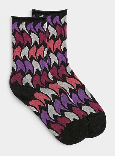 Wavy feather velvety cotton socks