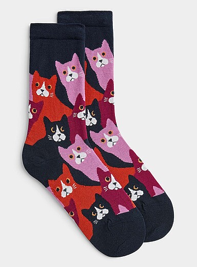 Cat combed cotton socks