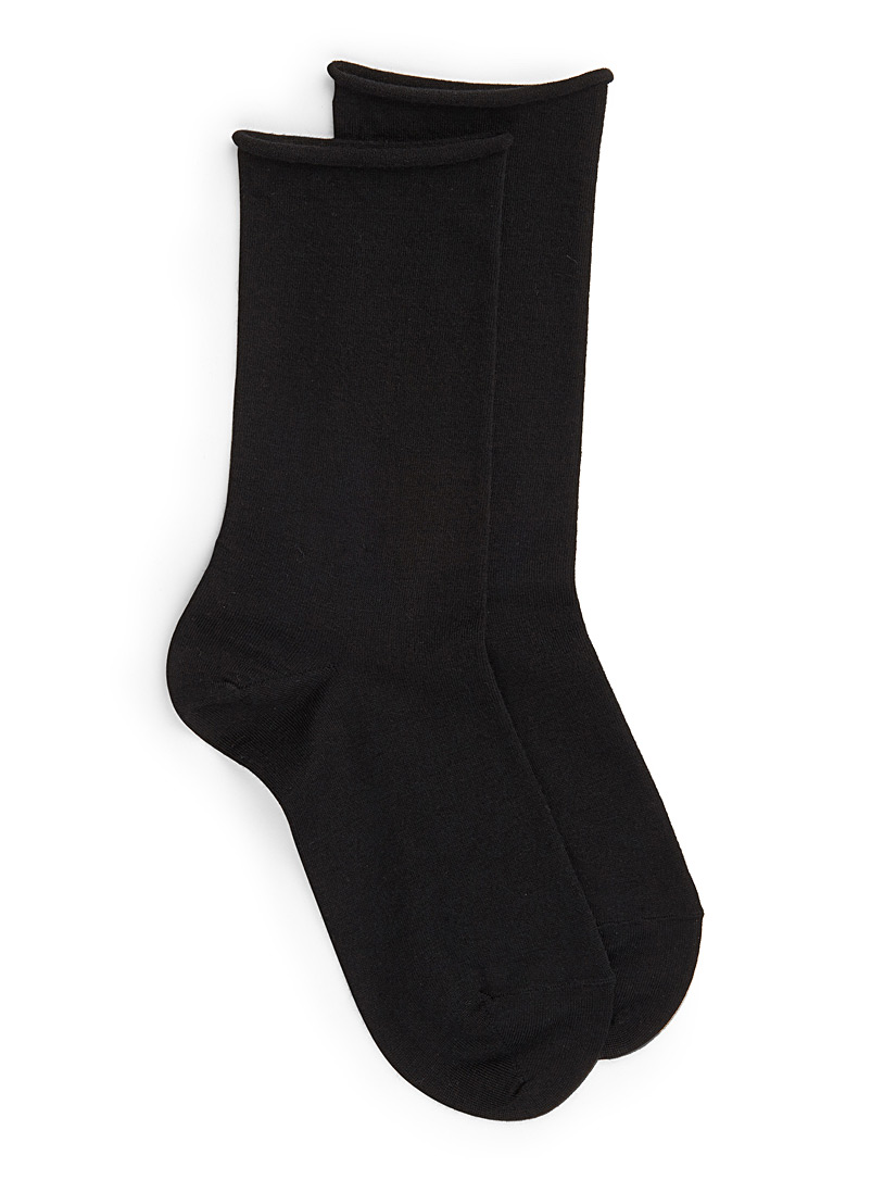 Bleuforêt Black Velvety wool socks for women
