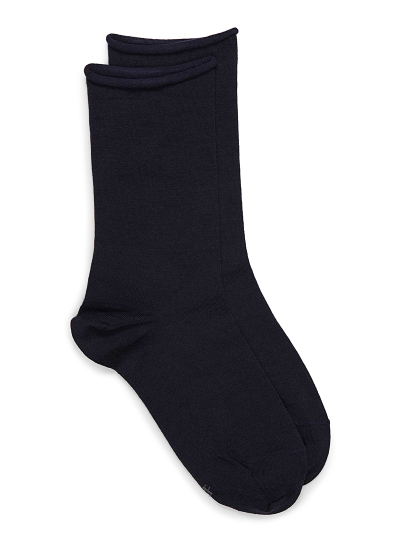 Bleuforêt Marine Blue Velvety wool socks for women