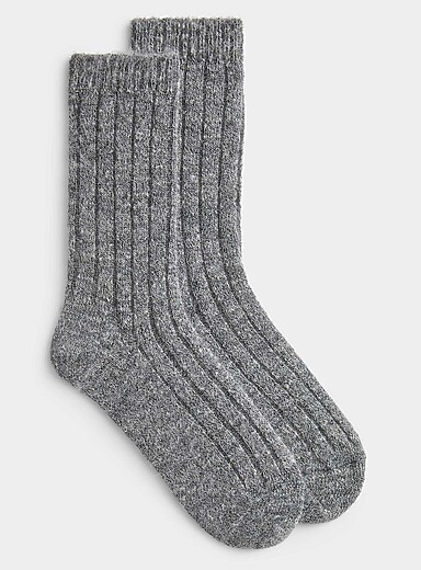 La chaussette c&ocirc;tel&eacute;e laine d'alpaga m&eacute;lang&eacute;e