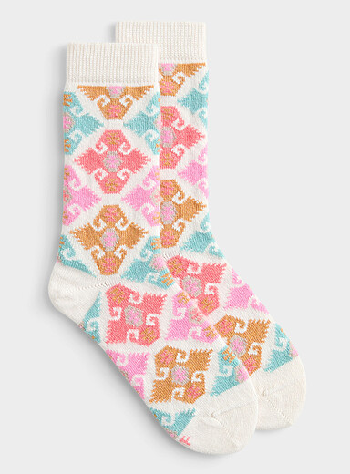 Colourful tapestry socks