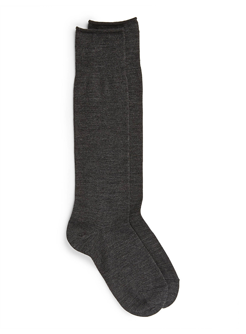 Bleuforêt Charcoal Fine wool knee-high socks for women