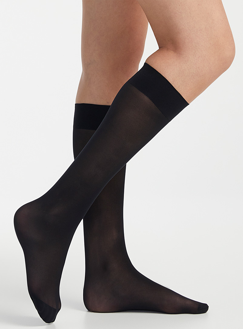 Bleuforêt: Le bas genou semi-opaque Noir pour femme