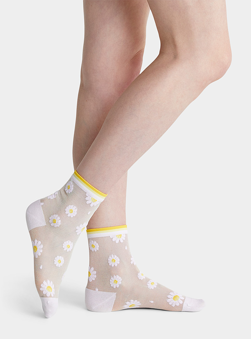 Bleuforêt White Daisy sheer stockings for women