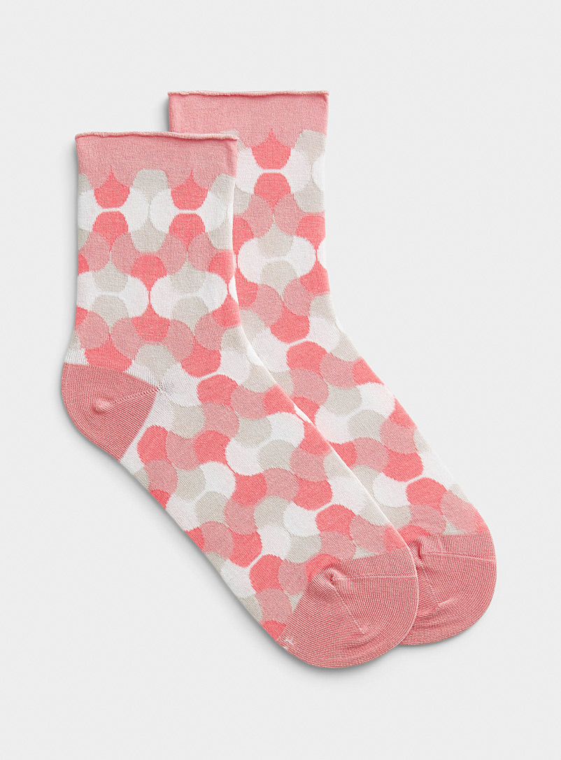 Bleuforêt Peach Pink Fluid pattern ankle sock for women