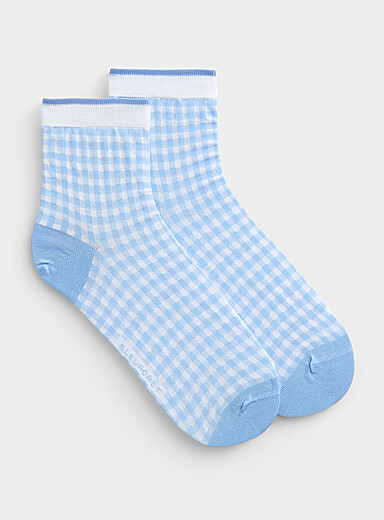 Gingham check lisle ankle socks