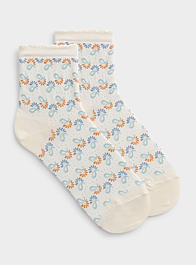 La chaussette cheville tricot pointelle paisley
