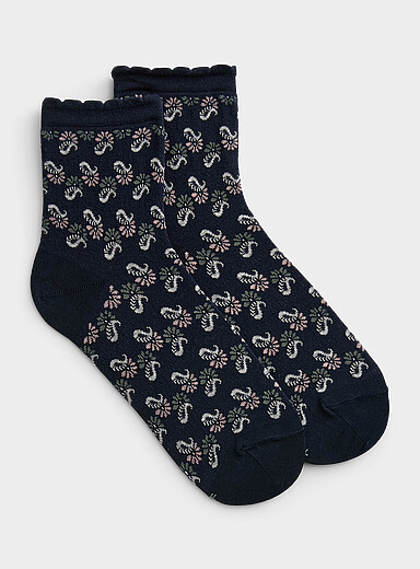 Paisley pointelle-knit ankle socks
