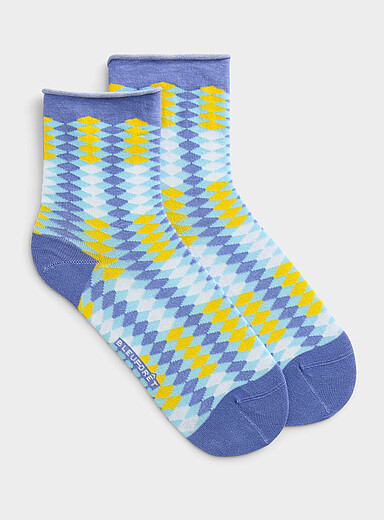 La chaussette cheville losanges color&eacute;s