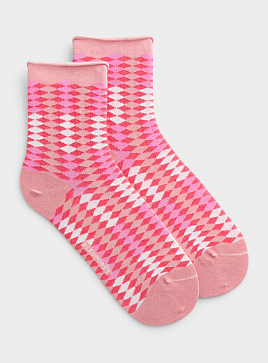 Colourful diamond ankle socks