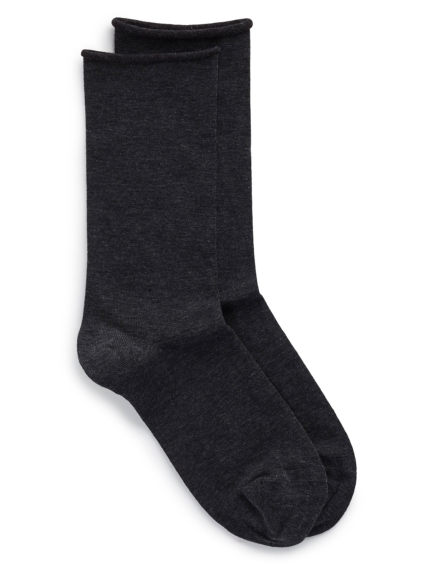 Bleuforêt Velvety Cotton Socks In Charcoal