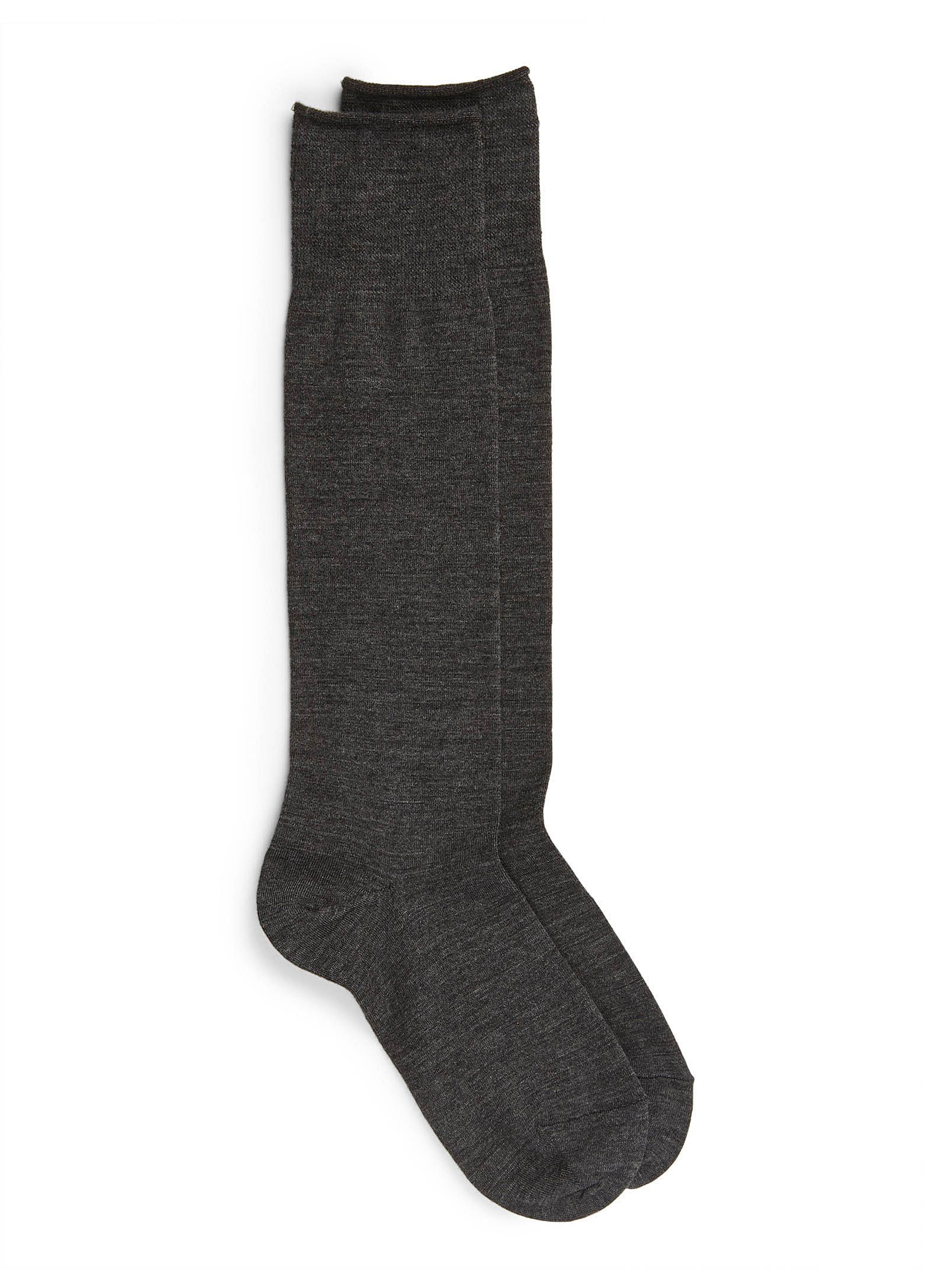 Bleuforêt Fine Wool Knee-high Socks In Charcoal