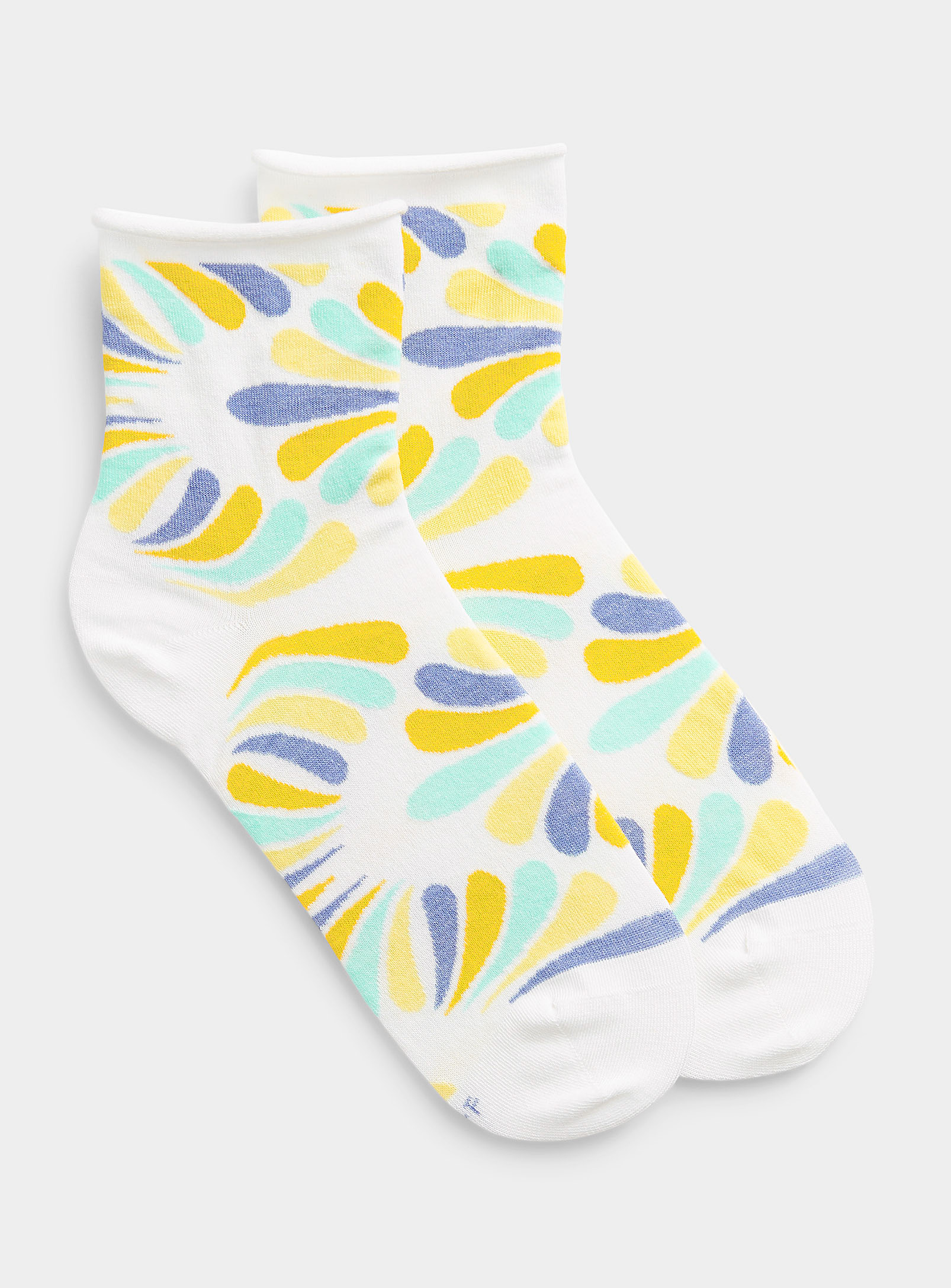 Bleuforêt Fluid Floral Ankle Sock In White