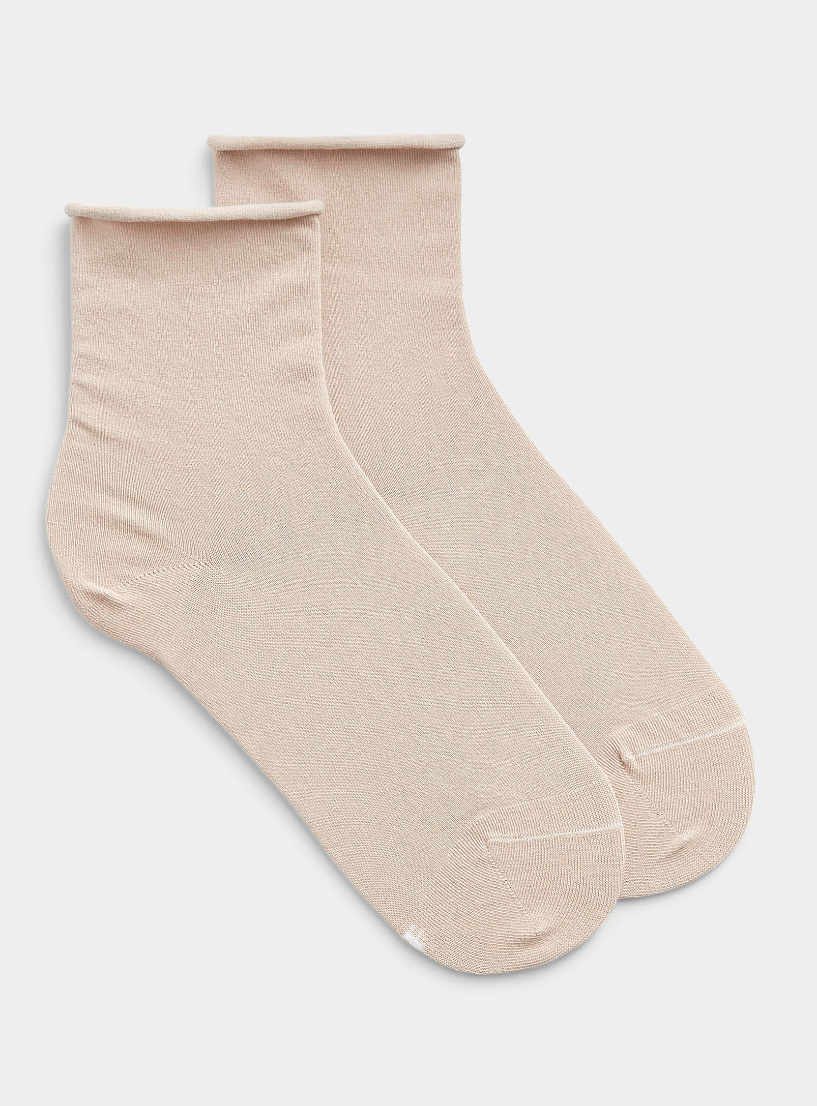 Bleuforêt Velvety Cotton Socks In Ecru/linen