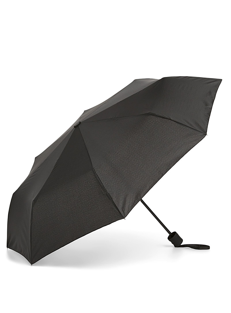 Simons Black Solid compact umbrella for women