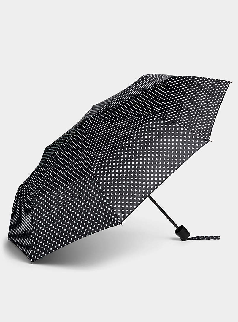 Simons Black Contrast-pattern compact umbrella for women