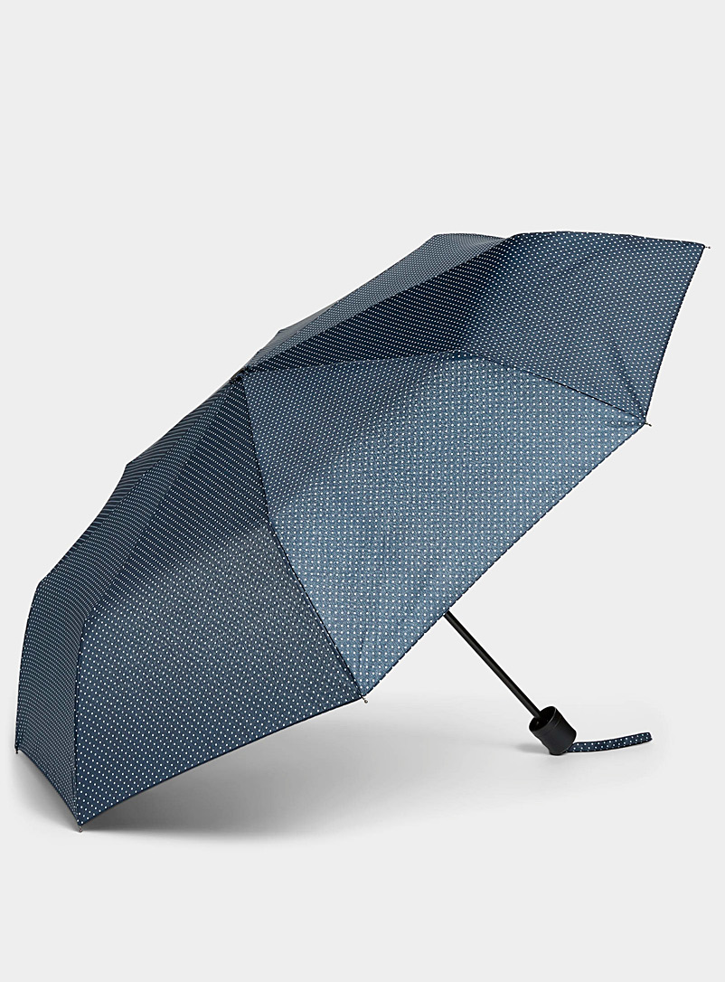 Simons Marine Blue Contrast-pattern compact umbrella for women