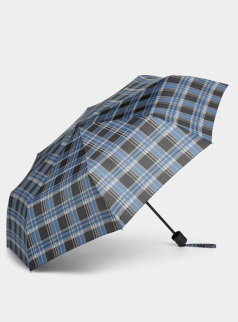 Simons Patterned Blue Contrast-pattern compact umbrella for women
