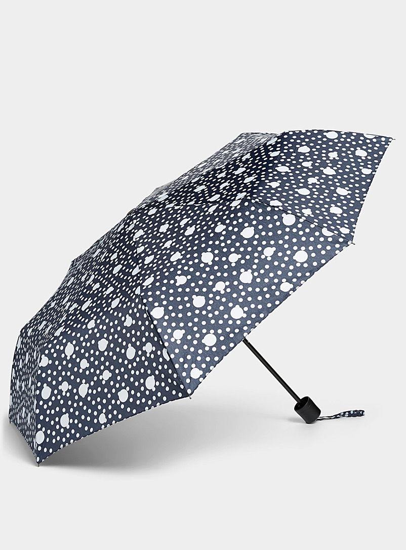 Simons Patterned Black Contrast-pattern compact umbrella for women
