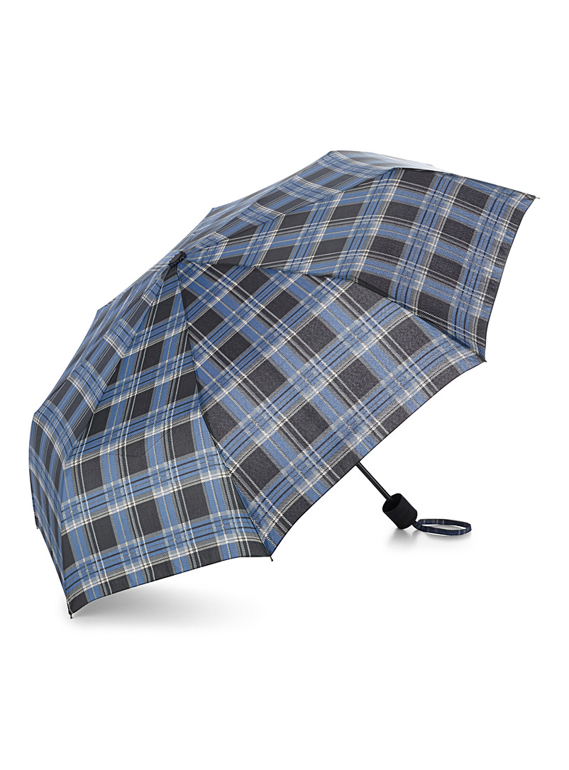 Le 31 Patterned Blue Plaid mini umbrella for men