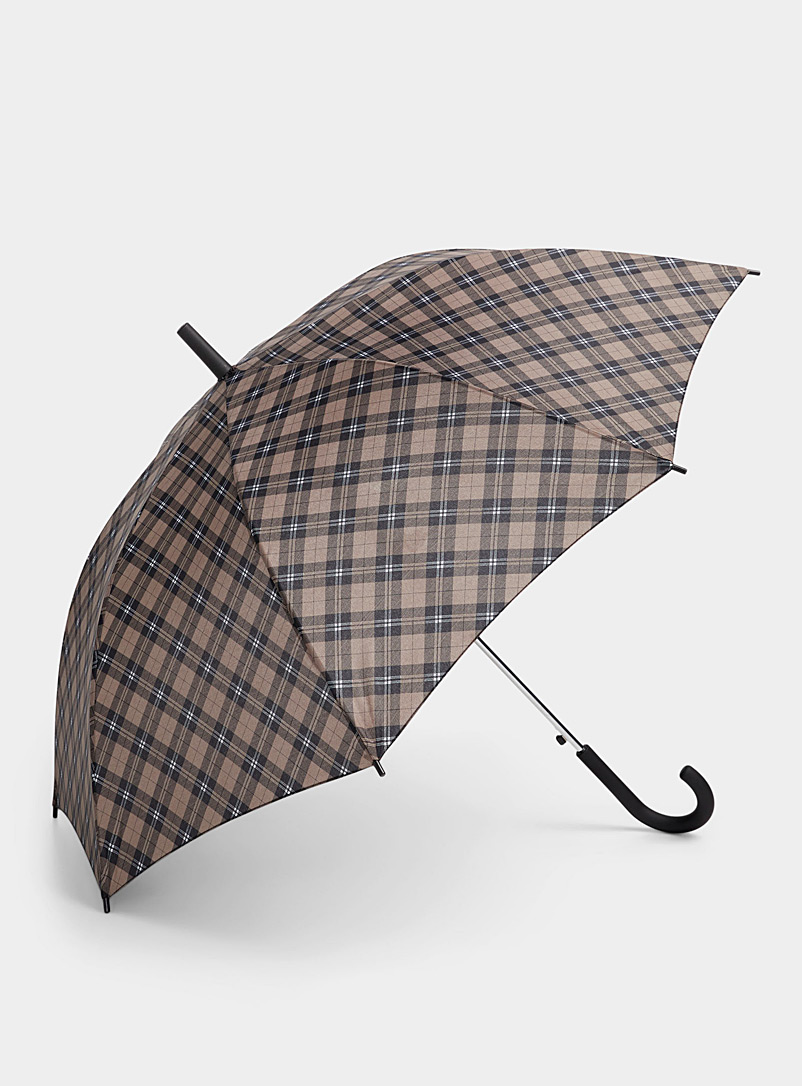 Simons Patterned Black Sepia tartan umbrella for women