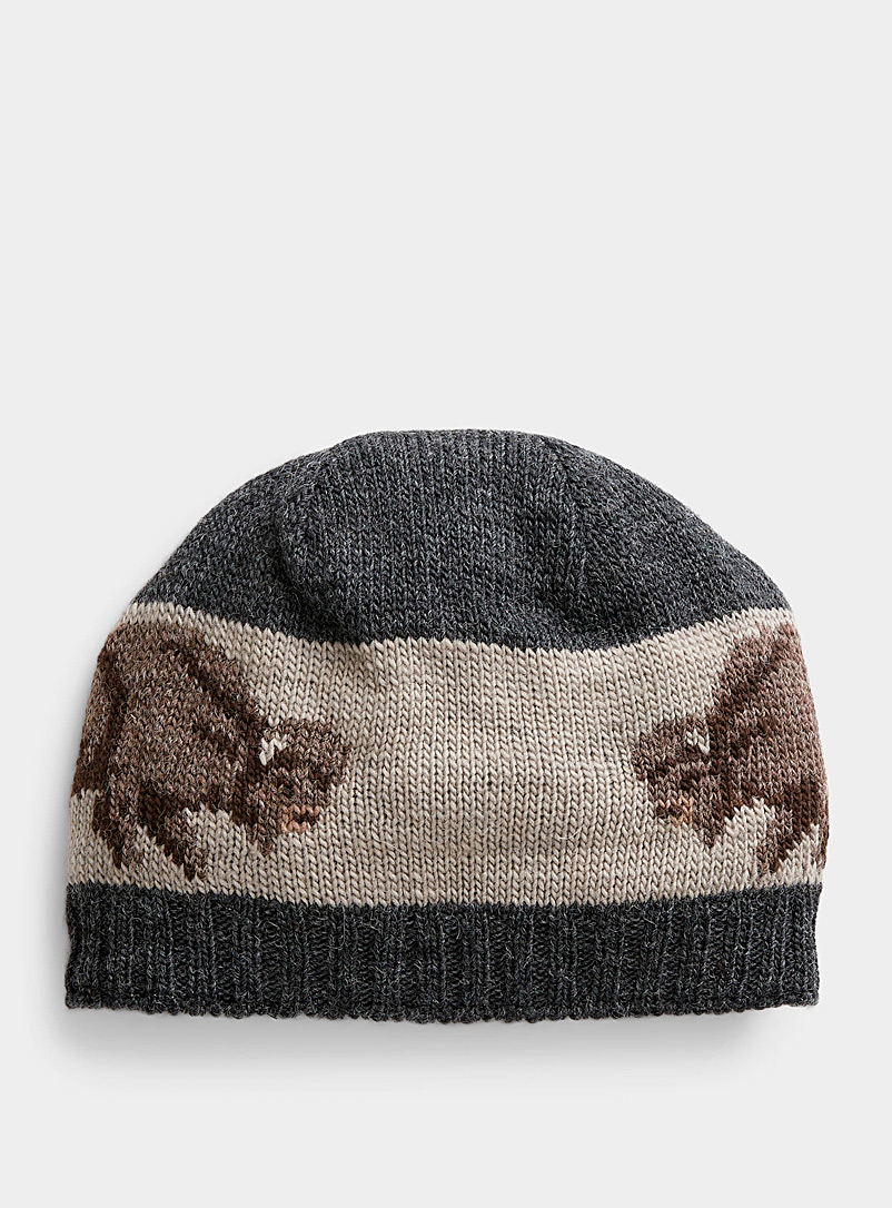 Lost Horizons Grey Bison print wool tuque for men