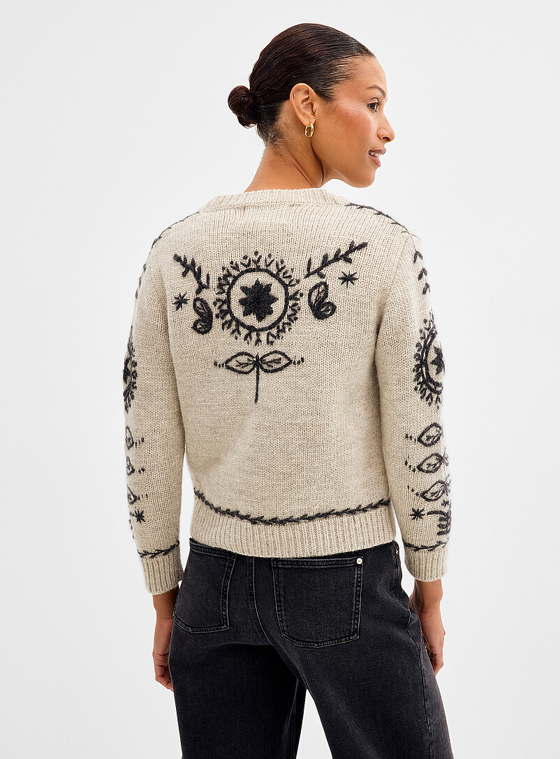 Embroidered dragonfly pure wool cardigan | Lost Horizons | Shop