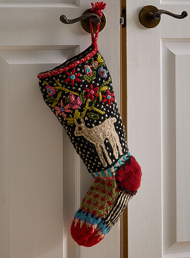 Reindeer pure wool knit Christmas stocking <b>Christmas Collection</b>