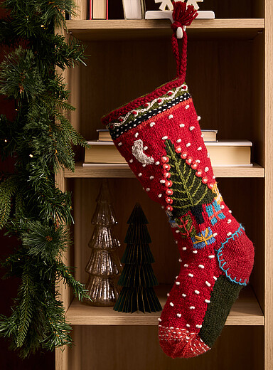 Tree & gifts hand-knit pure wool Christmas stocking  <b>Christmas Collection</b>