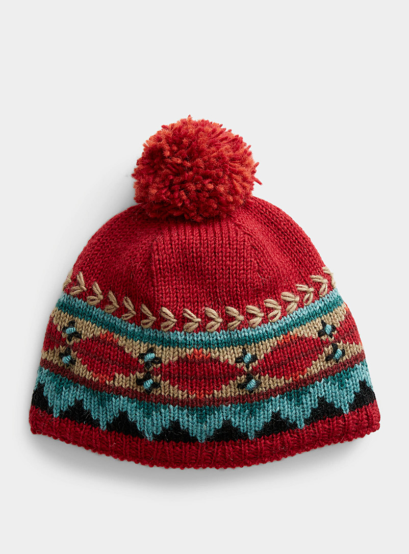 Lost Horizons Patterned Red Dakotah tuque for women
