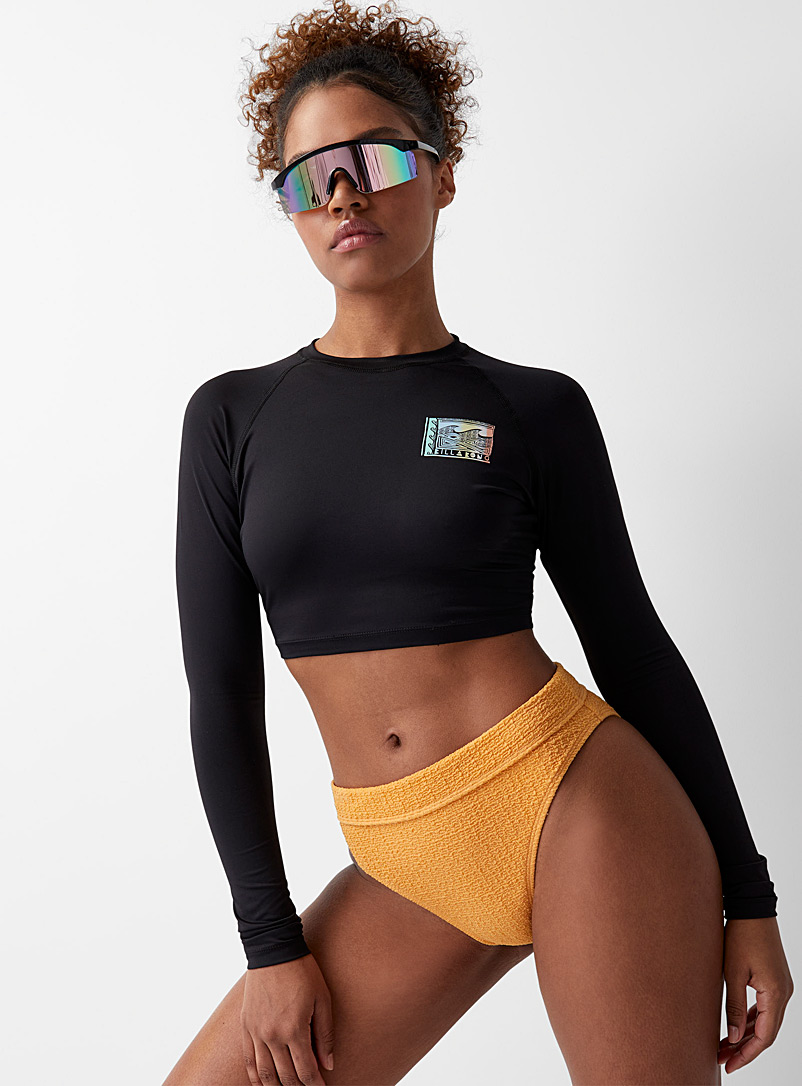 Billabong: Le t-shirt rashguard raccourci logo surf Noir pour femme