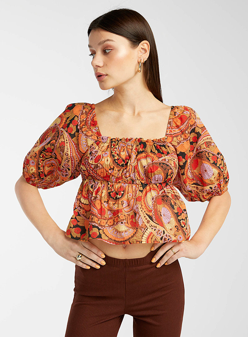 Billabong Assorted Retro flower square-neck blouse for women