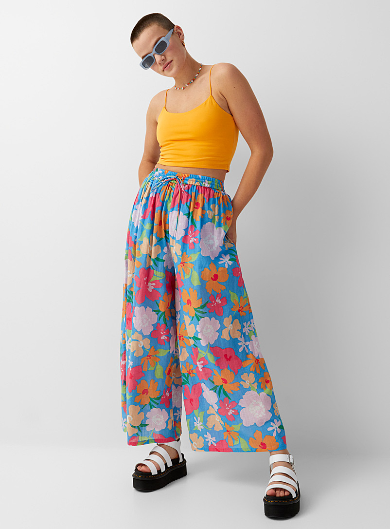Billabong: Le pantalon large fleurs éclatées Bleu à motifs pour femme