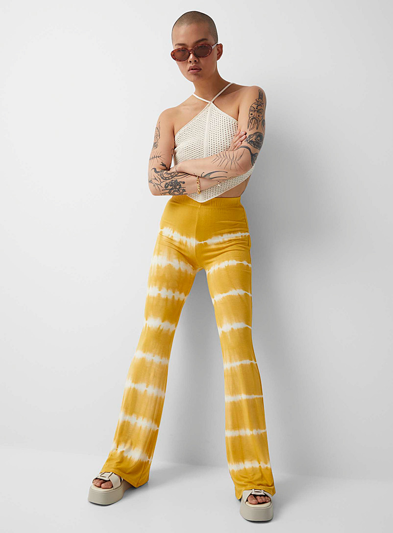 Billabong Patterned Yellow Sunshine tie-dye flared pant for women